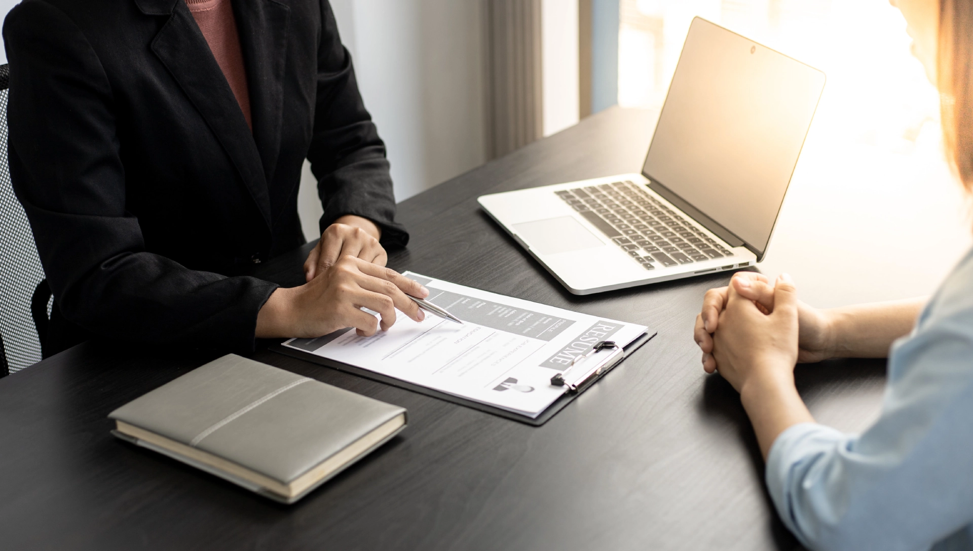 Employer or HR department is reading the resume and interviewing the ability of new employees secure-call-service